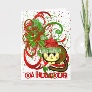 Tarjeta Festiva Ba Humbug Cat Paint Splat