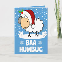 Baa Humbug Sheep Wearing A Santa Hat Holiday