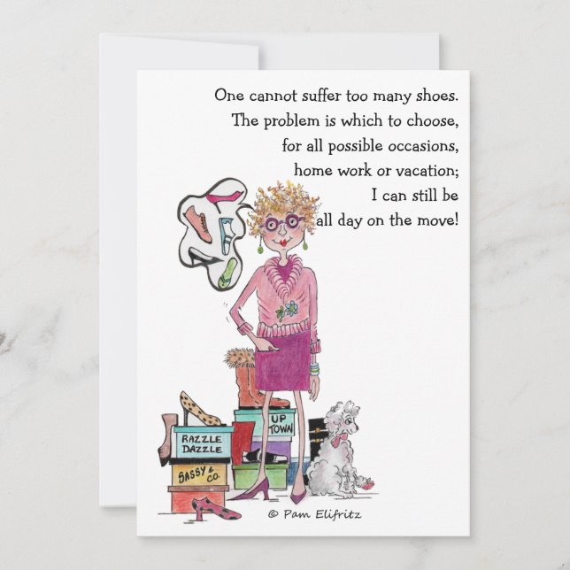 Tarjeta Festiva Babs tiene zapatos, sueños de más,esbozo de    col (Anverso)