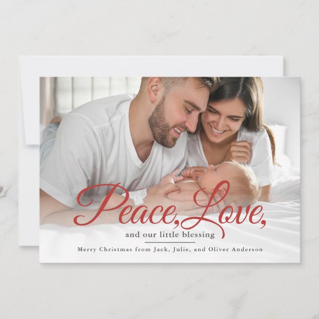 Tarjeta Festiva Baby Announcement Merry Christmas Photo  (Anverso)