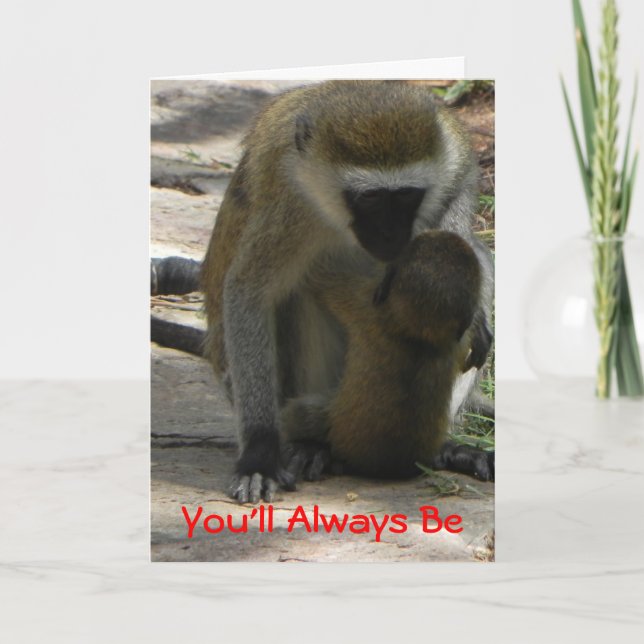 Tarjeta Festiva Baby Baboon Valentine (Anverso)