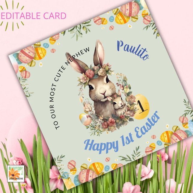Tarjeta Festiva BABY BOY First Easter Card, 1Easter Bunny (Subido por el creador)