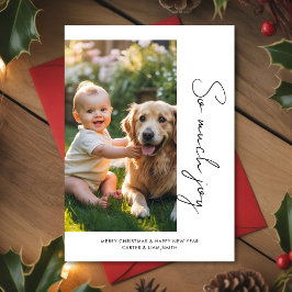 Tarjeta Festiva Baby & Dog So Much Joy Holiday greeting Card