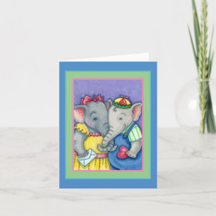 TARJETA FESTIVA BABY ELEFANTES PRIMERO AMOR, AMIGOS CUTOS PACHIDER