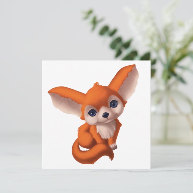 Tarjeta Festiva Baby Fennec Fox (Anverso de pie)
