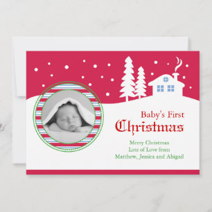 Tarjeta Festiva Baby First Christmas Photo Card
