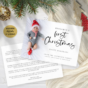 Tarjeta Festiva Baby First Christmas Photo Newa