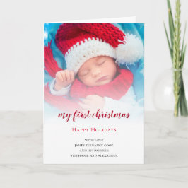 Tarjeta Festiva Baby First Christmas Photo Overlay