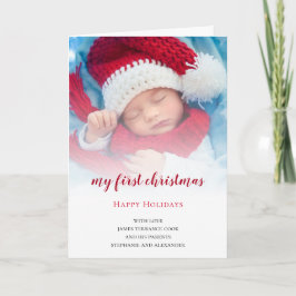 Tarjeta Festiva Baby First Christmas Photo Overlay
