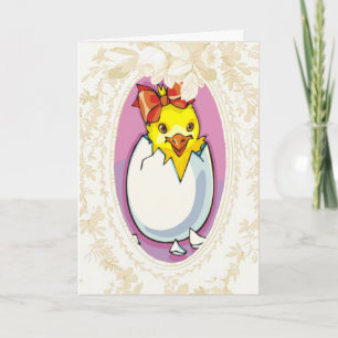 Tarjeta Festiva Baby Girl Chick Easter Card