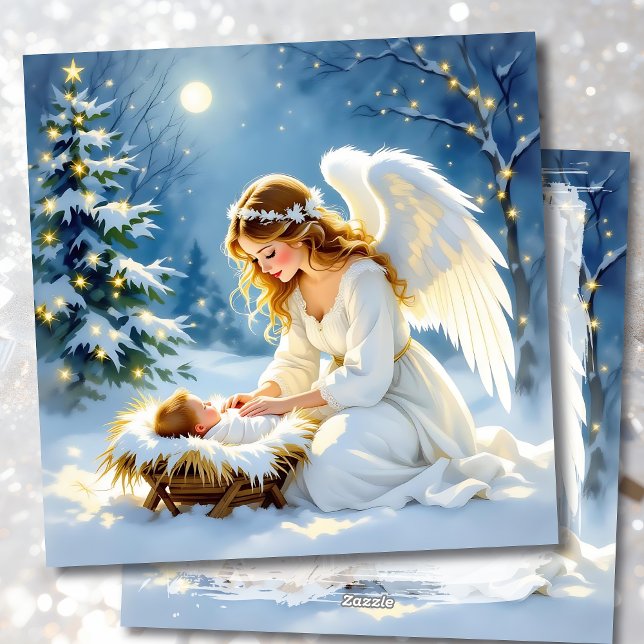 Tarjeta Festiva Baby Jesus and an Angel Christmas Poem (Subido por el creador)