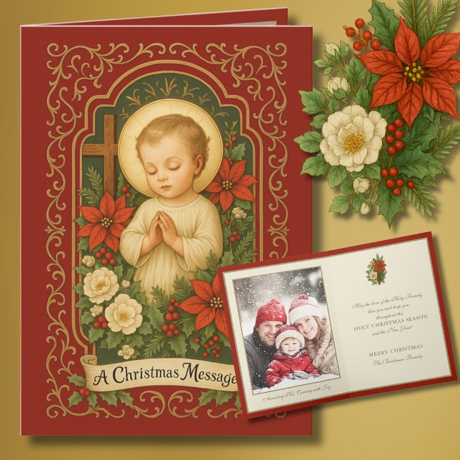 Tarjeta Festiva Baby Jesus Catholic Christmas Photo  (Subido por el creador)