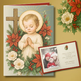 Tarjeta Festiva Baby Jesus Catholic Christmas Photo 