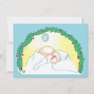 Tarjeta Festiva Baby Jesus Enwreathed