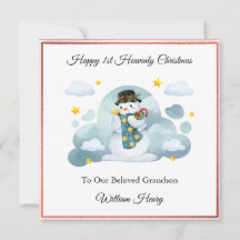 Baby Loss Boy Cloud Snowman Navidades Card