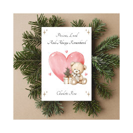 Tarjeta Festiva Baby Loss Remembrance Heart Bear Christmas Card