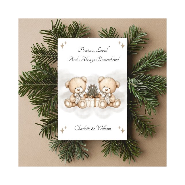 Tarjeta Festiva Baby Loss Twins Always Remembered Christmas Card (Subido por el creador)
