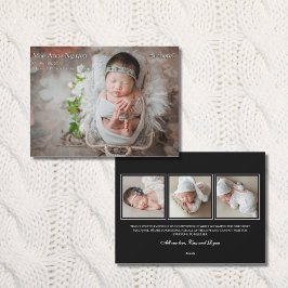 Tarjeta Festiva Baby Photo Modern Birth Announcement Black & White