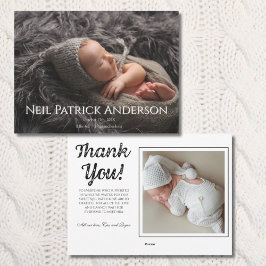 Tarjeta Festiva Baby Photo Modern Birth Announcement White