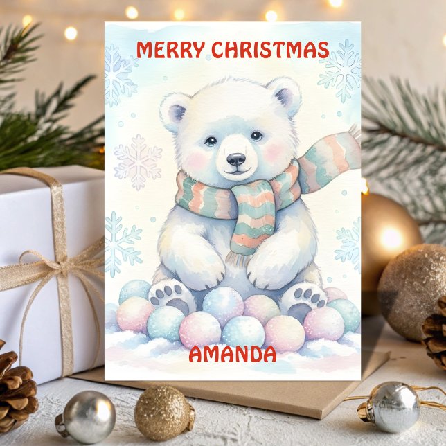 Tarjeta Festiva Baby Polar Bear Wonderland Kids Christmas Card (Subido por el creador)