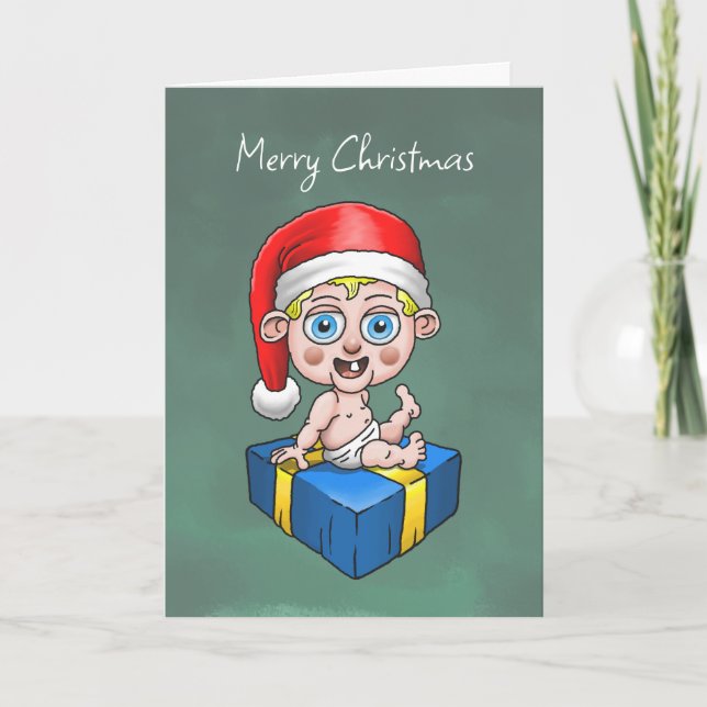 Tarjeta Festiva Baby Santa Claus (Anverso)