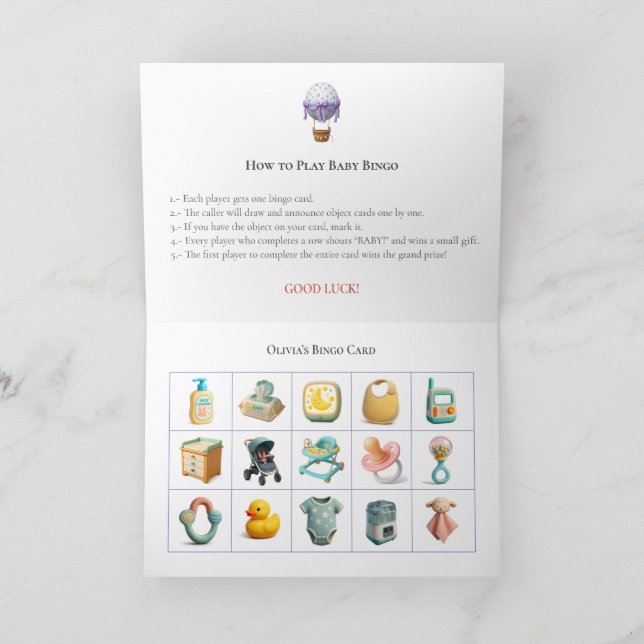 Tarjeta Festiva Baby Shower Bingo Game Board10. Fun Party (Interior)