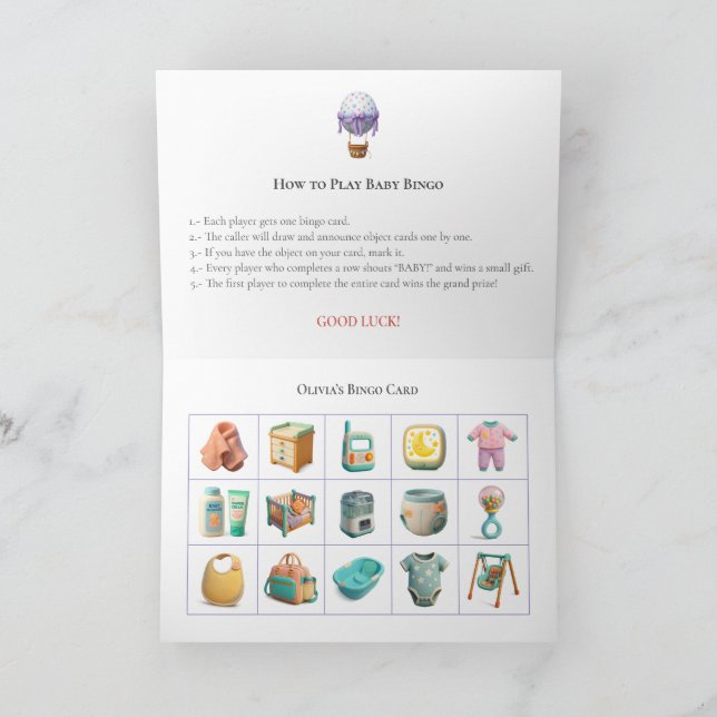 Tarjeta Festiva Baby Shower Bingo Game Board12. Fun Party (Interior)