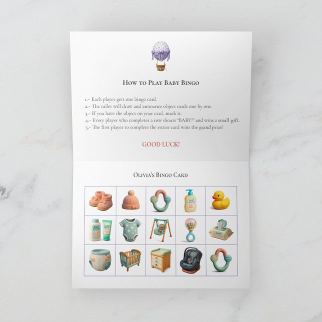 Tarjeta Festiva Baby Shower Bingo Game Board15. Fun Party (Interior)
