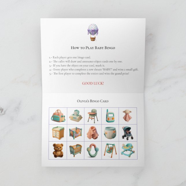 Tarjeta Festiva Baby Shower Bingo Game Board16. Fun Party (Interior)