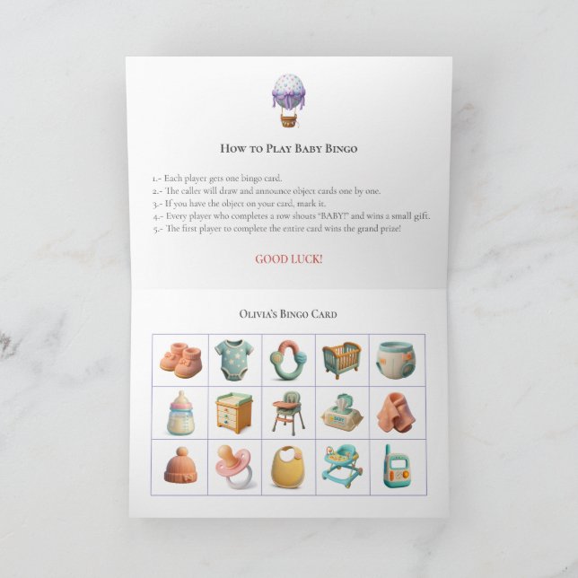 Tarjeta Festiva Baby Shower Bingo Game Board17. Fun Party (Interior)