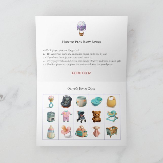 Tarjeta Festiva Baby Shower Bingo Game Board5. Fun Party (Interior)