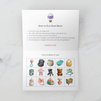 Tarjeta Festiva Baby Shower Bingo Game Board5. Fun Party