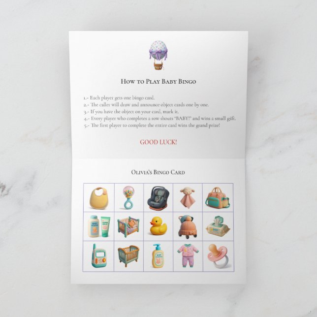Tarjeta Festiva Baby Shower Bingo Game Board8. Fun Party (Interior)