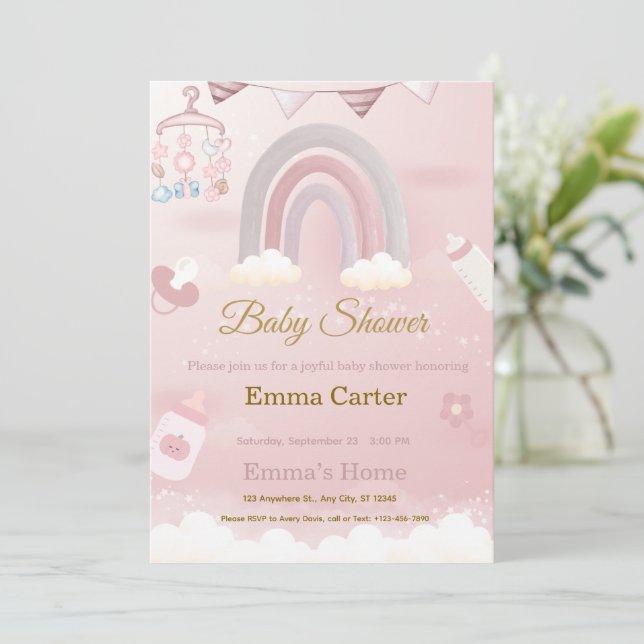 Tarjeta Festiva Baby Shower Invitation (Anverso de pie)
