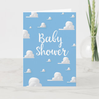 Tarjeta Festiva Baby Shower Puffy White Nubes