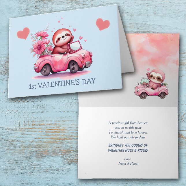 Tarjeta Festiva Baby Sloth Car First El día de San Valentín (Subido por el creador)