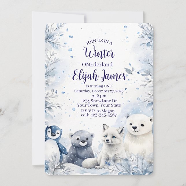Tarjeta Festiva Baby's 1st Birthday Invitation  (Anverso)