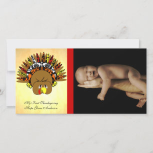Tarjeta Festiva babyturkeycolorsdamaskcirculos