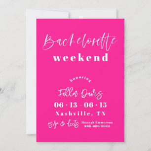 Tarjeta Festiva Bachelorette moderna de color rosa caliente invita
