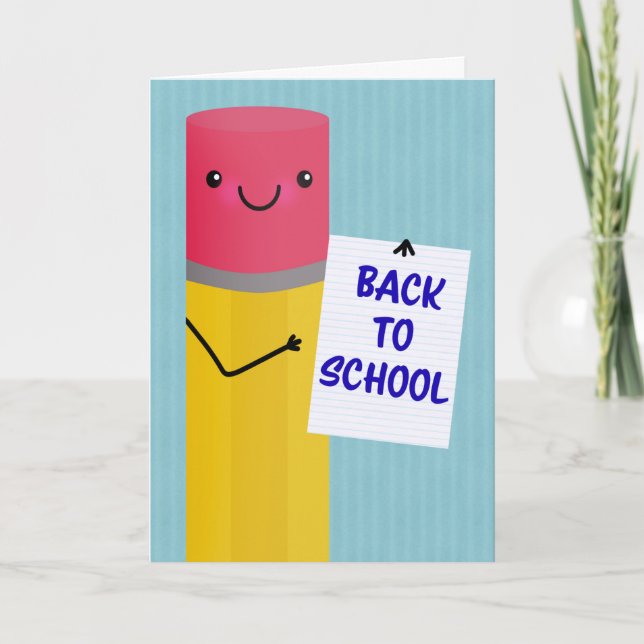 Tarjeta Festiva Back To School Pencil Illustration Humor  (Anverso)