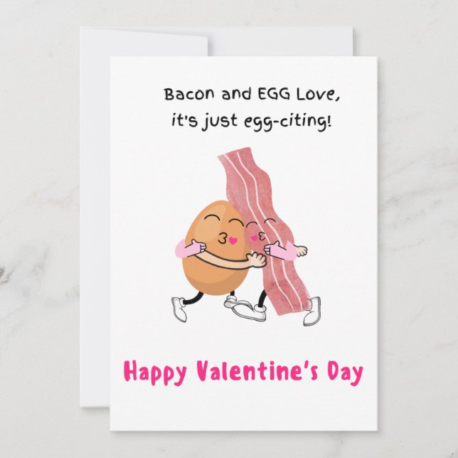 Tarjeta Festiva Bacon y huevo Amor, ¡es una cita de huevos! (Anverso)