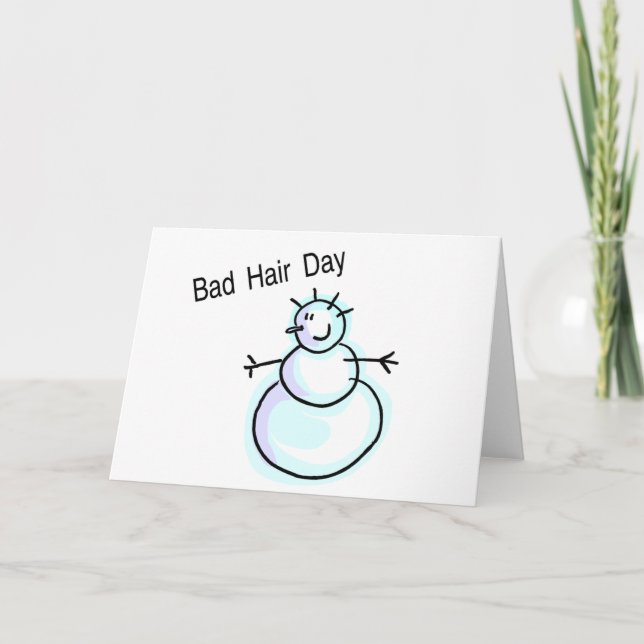 Tarjeta Festiva Bad Hair Day Snowman (Anverso)