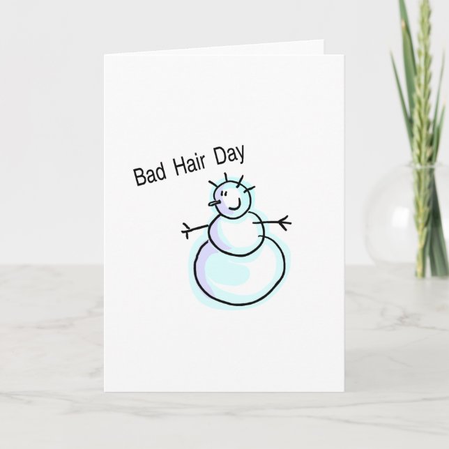 Tarjeta Festiva Bad Hair Day Snowman (Anverso)