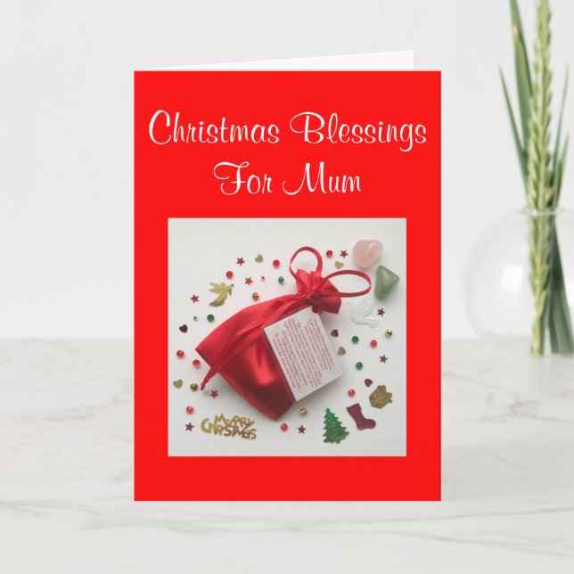 Tarjeta Festiva Bag of Christmas Blessings for Mum Card with Verse (Anverso)