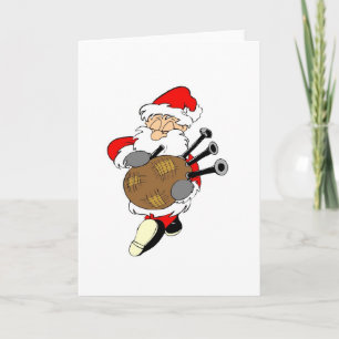 Tarjeta Festiva Bagpipe Irish Santa Claus