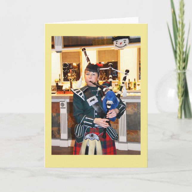 Tarjeta Festiva Bagpiper (Anverso)