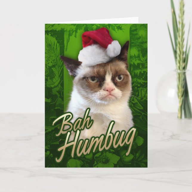 Tarjeta Festiva Bah Humbug Grumpy Cat (Anverso)