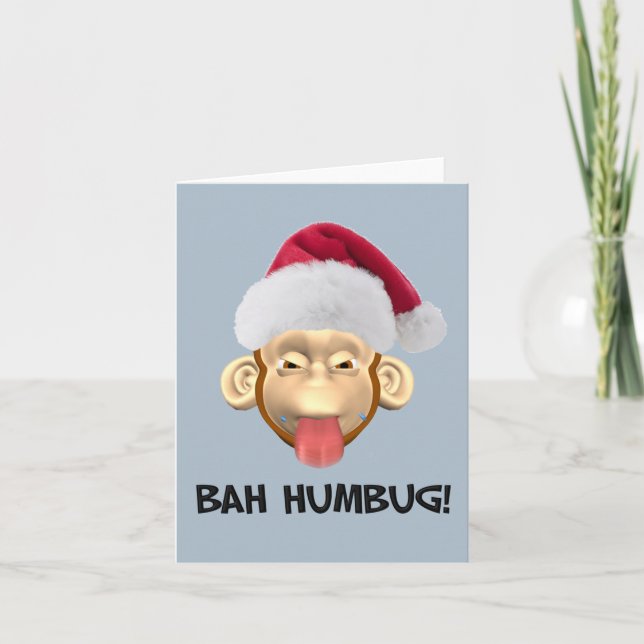 Tarjeta Festiva Bah Humbug Monkey card (Anverso)