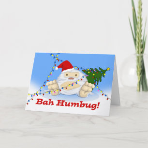 Tarjeta Festiva Bah Humbug, no todo Yeti para Navidades, gracioso