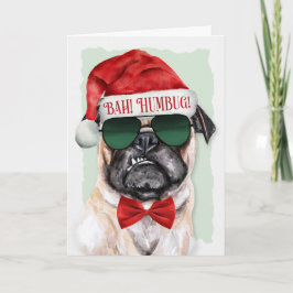 Tarjeta Festiva Bah Humbug Pug Dog Funny Navidades